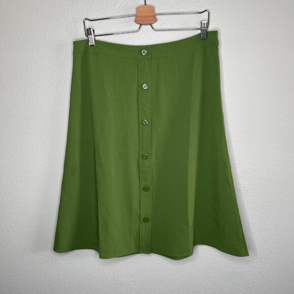 Everlane Womens Go Weave Avocado Green Button-Front A-Line Skirt Size 14 - Picture 2 of 10